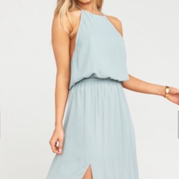 Show Me Your MuMu Dresses & Skirts - Heather Halter Bridesmaid Evening Dress in Sage